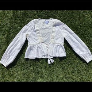 Princess Polly white open tie long sleeve